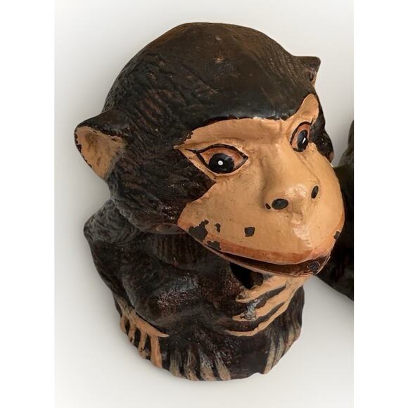 Vintage Bits & Pieces Cast Iron Coin Banks Set Of Four Monkey Dog Cat Bird - Picture 7 of 7